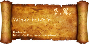 Valter Milán névjegykártya